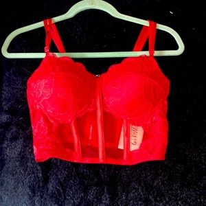 red lace corset tank top